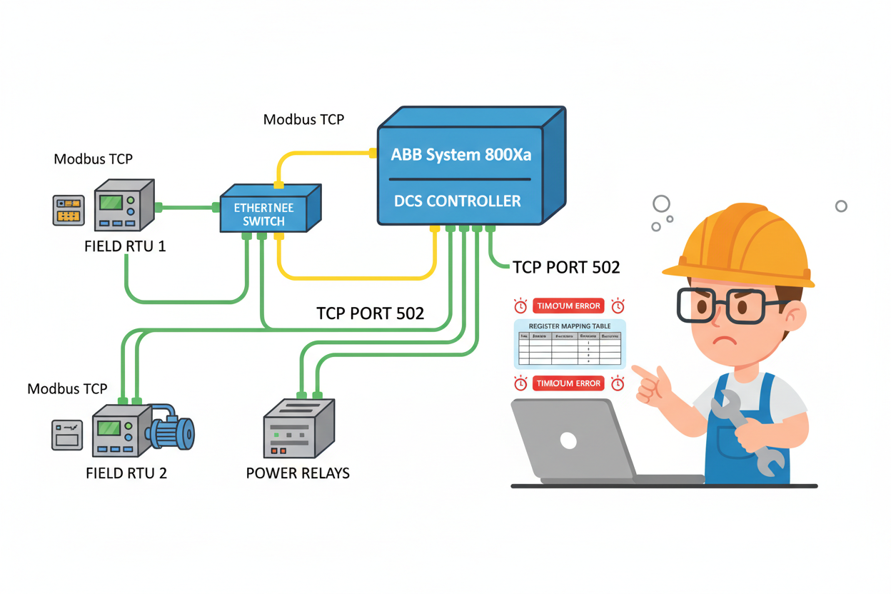 ABB System 800xA Modbus TCP Integration: Register Mapping, Unit IDs, and Timeout Troubleshooting