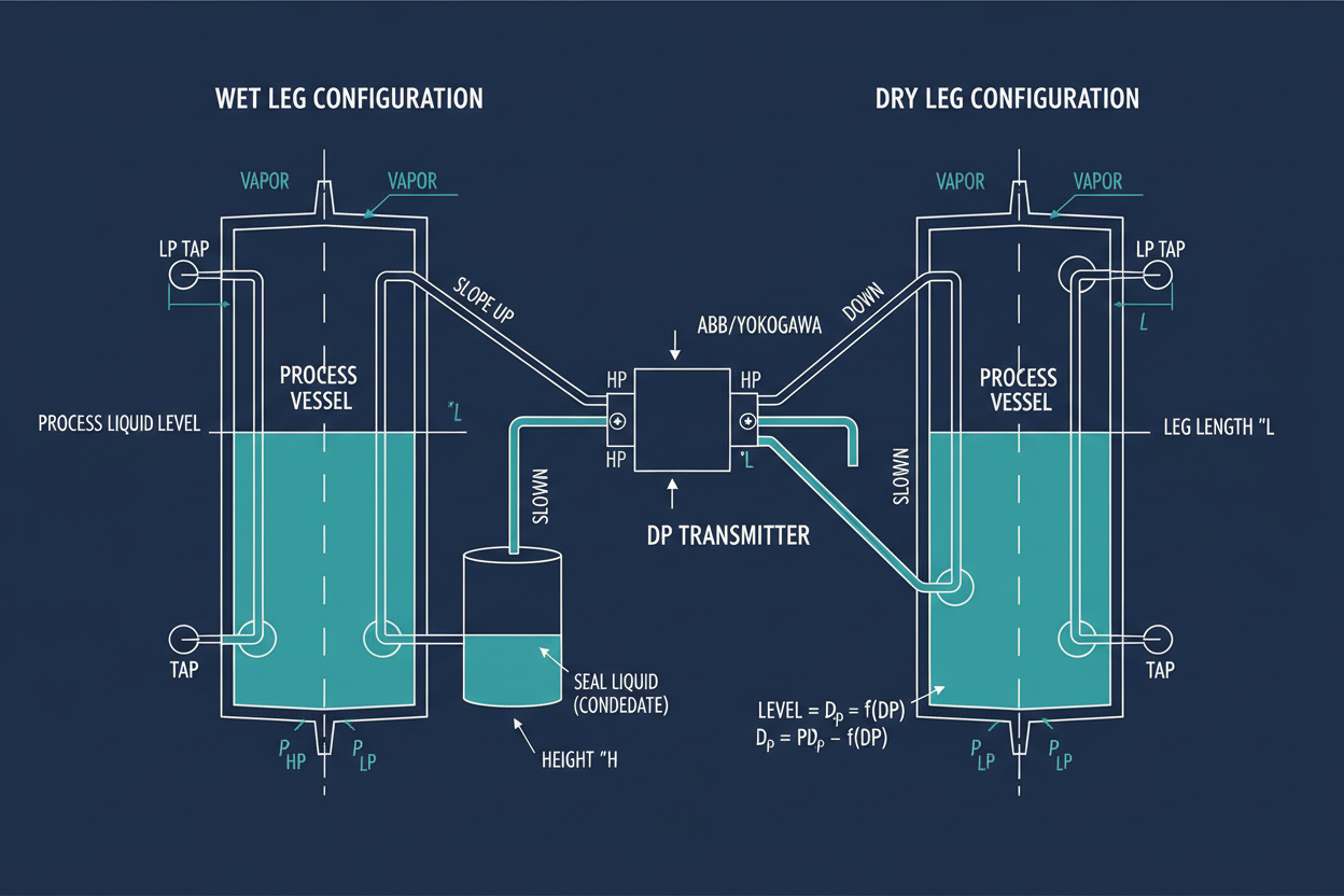 DP Transmitter Dry Leg and Wet Leg Level Measurement: ABB 266DH and Yokogawa EJX110A Configuration Guide