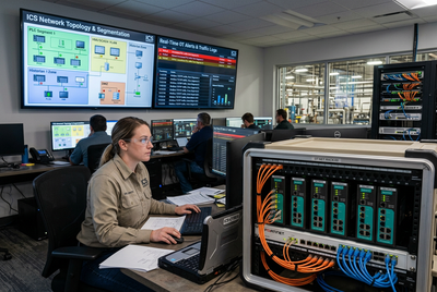 Industrial OT cybersecurity operations monitoring SCADA network segmentation and PLC firewall status