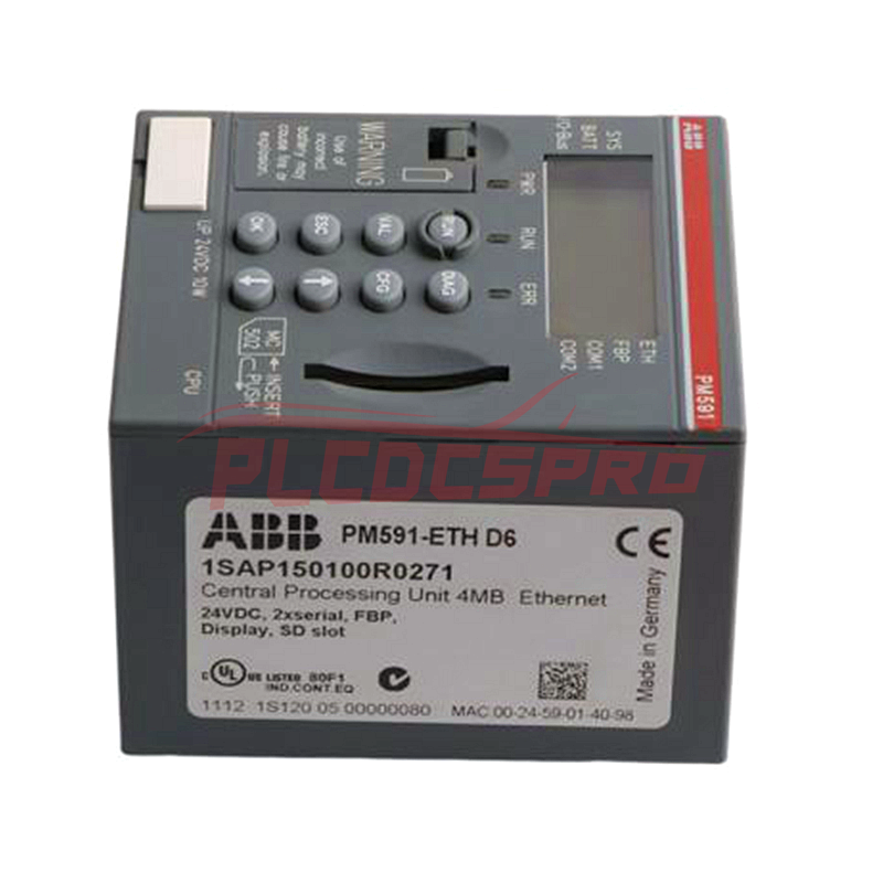 PM591-ETH ABB 1SAP150100R0271 وحدة المعالجة، ذاكرة 4MB