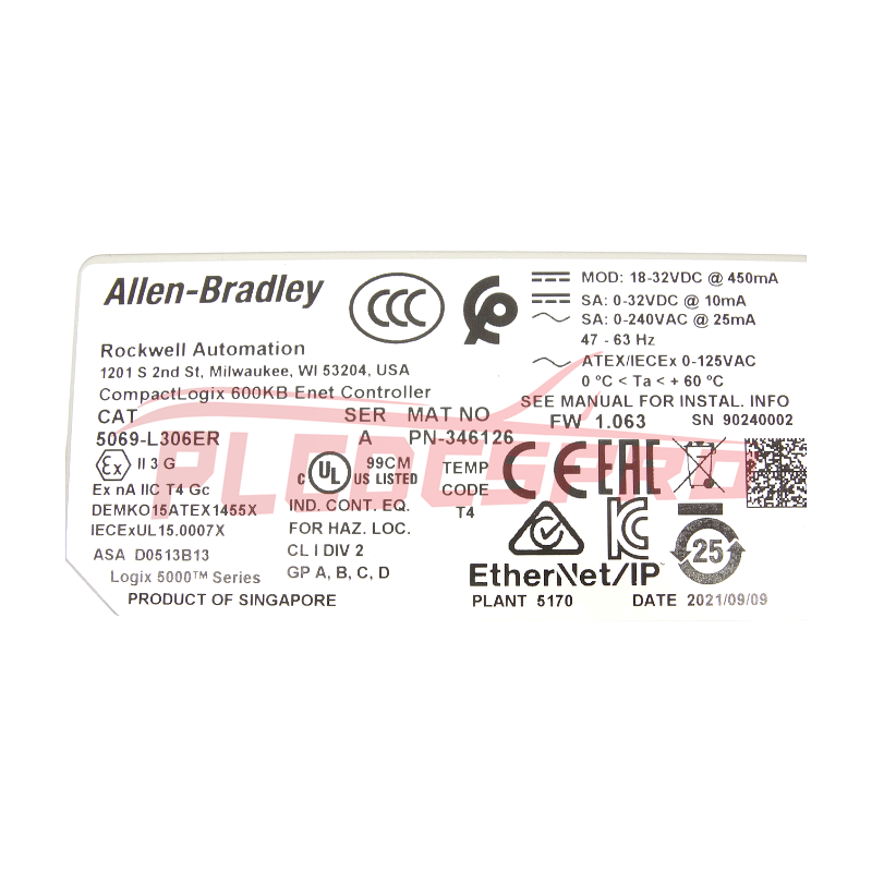 Module contrôleur Allen Bradley 5069-L306ERM CompactLogix 5380